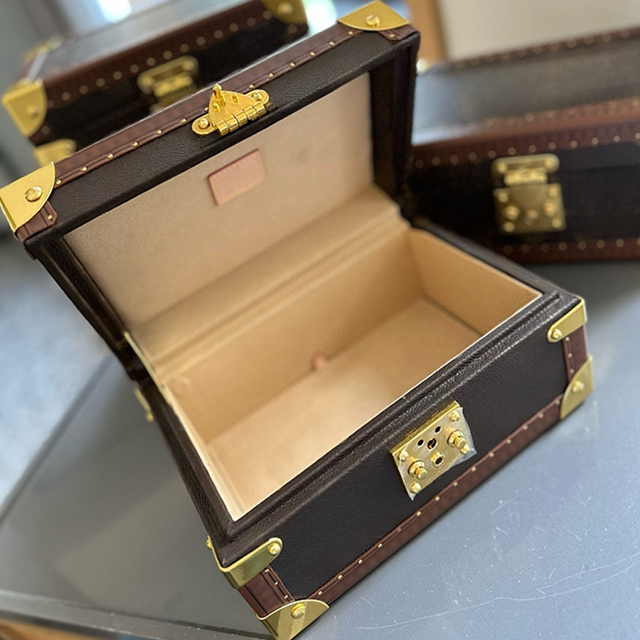 Designer Jewelry Box Watch Boxes Cases Classic Key Stationery Jewelry Large Capacity Leather Handle Set Box Jewelry Packaging Watch Box Home Decor