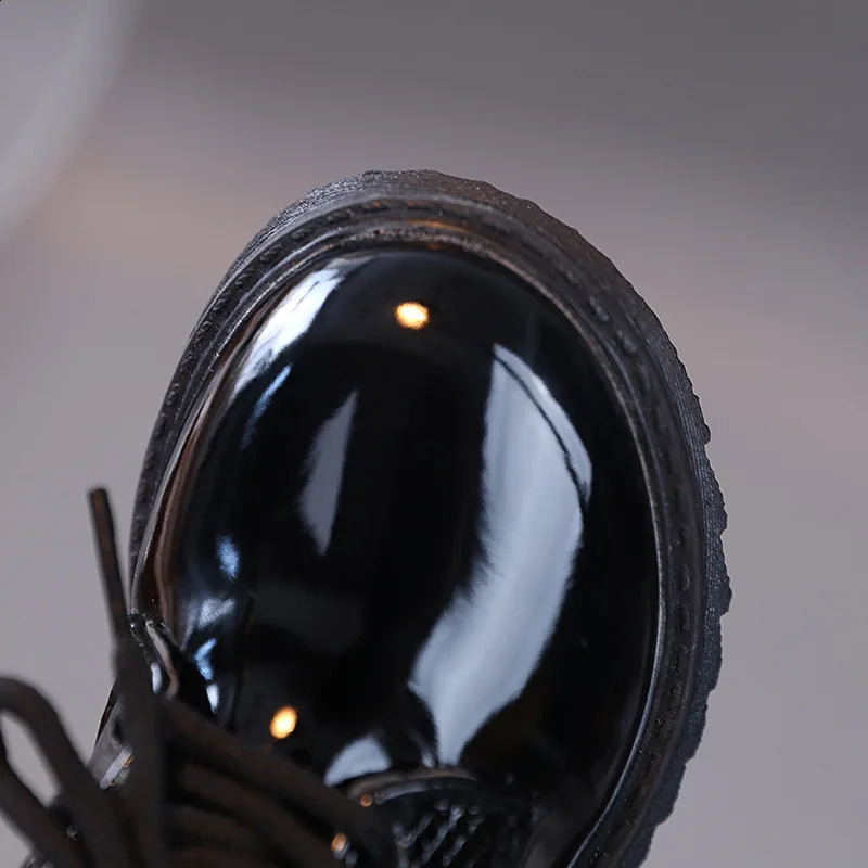 Boys Performance Leather Shoes Spring and Autumn Britain Style All-match Black Childrens Fashion Black Lace-up Simple 260124