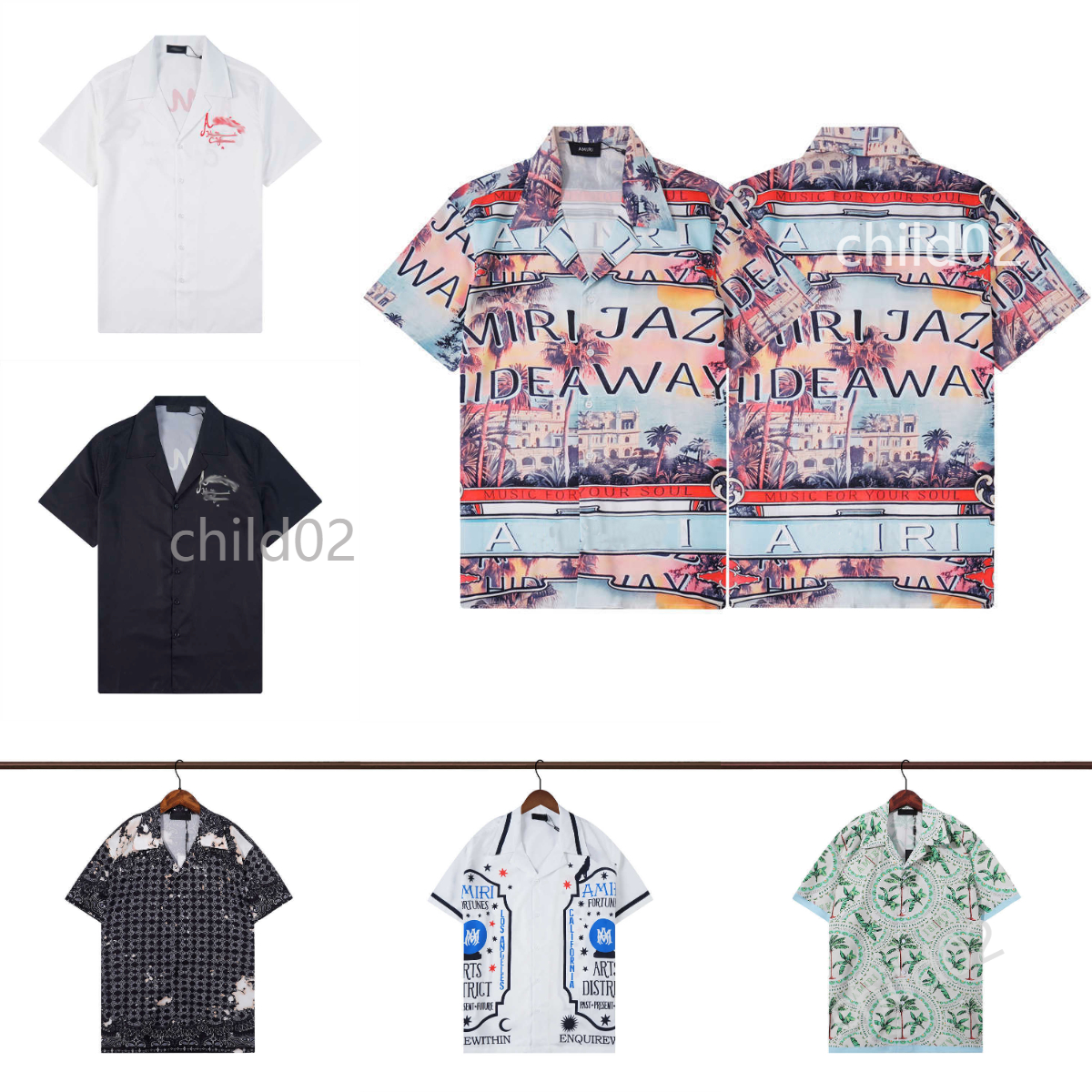 Men's designer shirt summer short sleeve casual button up shirt printed bowling shirt beach style breathable T-shirt clothing #203