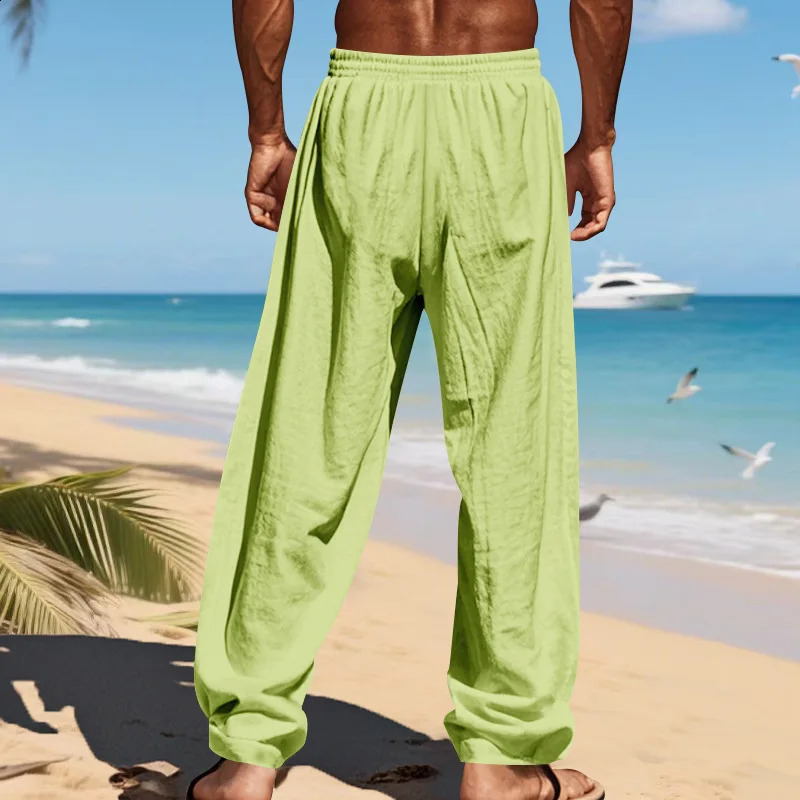Mens 16-Color Breathable Linen Yoga Pants Loose Casual Sportswear for SpringSummer European And American Style 260311