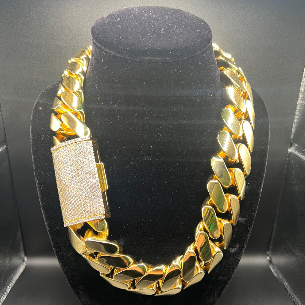 Hip Hop Jewelry 18k Rose Gold Plated Big Chain 20mm Miami Cuban Link Chain Bracelet S925 Cuban Men Moissanite Clasp