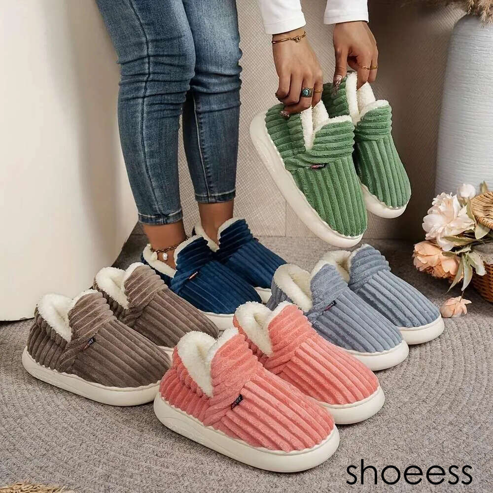 Women's Plush Furry designer shoes Winter Boots With Non-Slip Rubber Sole Thick Cushioned PU Insole All-Season Indoor/Outdoor House, Multi-Color 