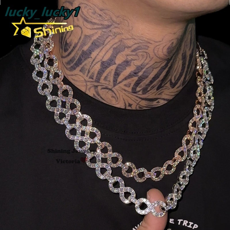 Stylish New Design Shining Jewelry Hot Sell Hip Hop Iced Out Chain 13MM Infinity Link Chain With VVS Moissanite Diamond