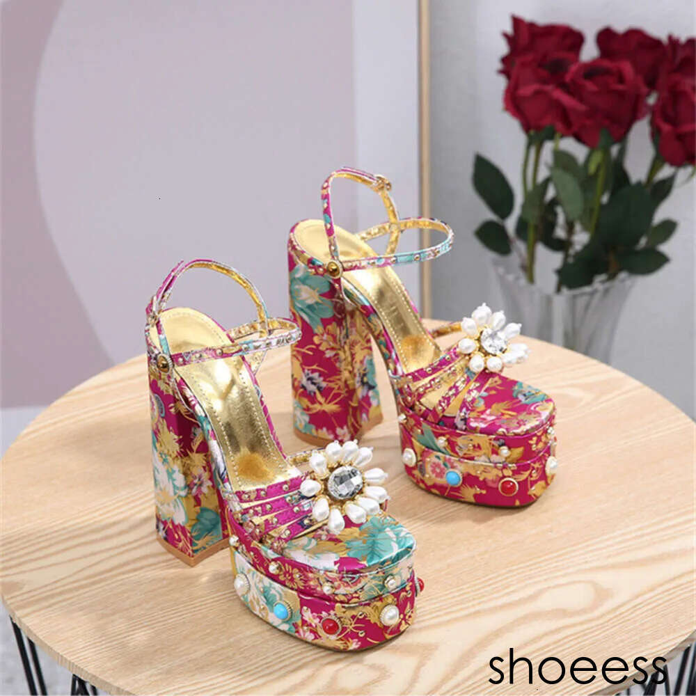 New Women Pumps High Heels Thick Platform Banquet Female Sandals Satin Big Size Fashion Runway Colorful Sexy designer shoes Cool Ladies Shoes