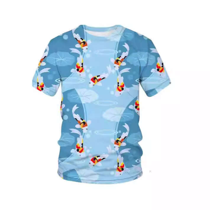 Men's T-Shirt Summer Printed Short Sleeve Harajuku Koi Style Hip Hop Animal Fashion Hot-Selling Round Neck fashion Loose Fit Daily Wear