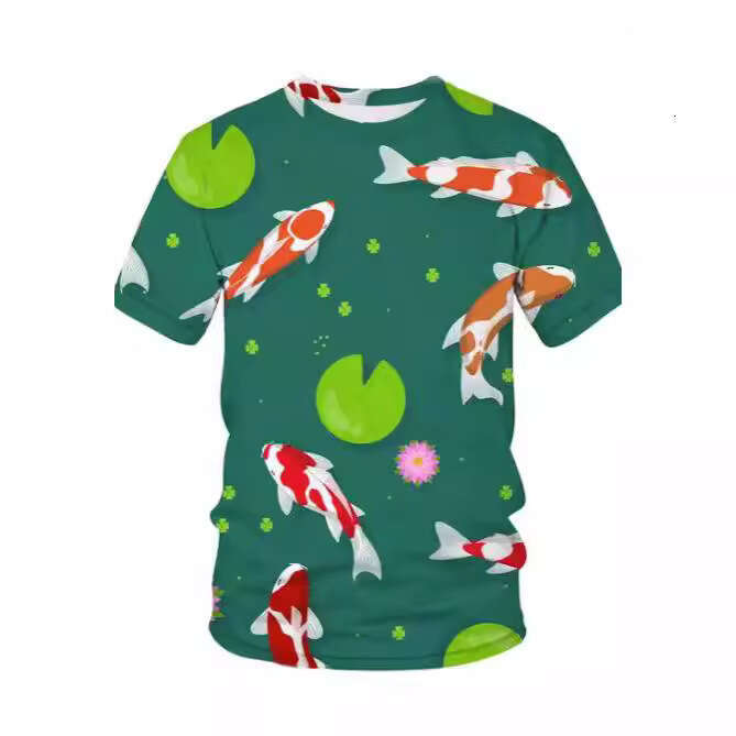 Men's T-Shirt Summer Printed Short Sleeve Harajuku Koi Style Hip Hop Animal Fashion Hot-Selling Round Neck fashion Loose Fit Daily Wear