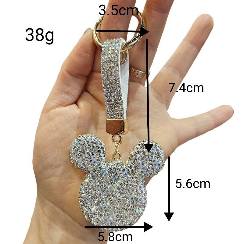 Rhinestone Crystal Cartoon Keychain Sparkling Mouse Head Pendant Fashion Car Keyring Bag Charm Gift For Women Girls