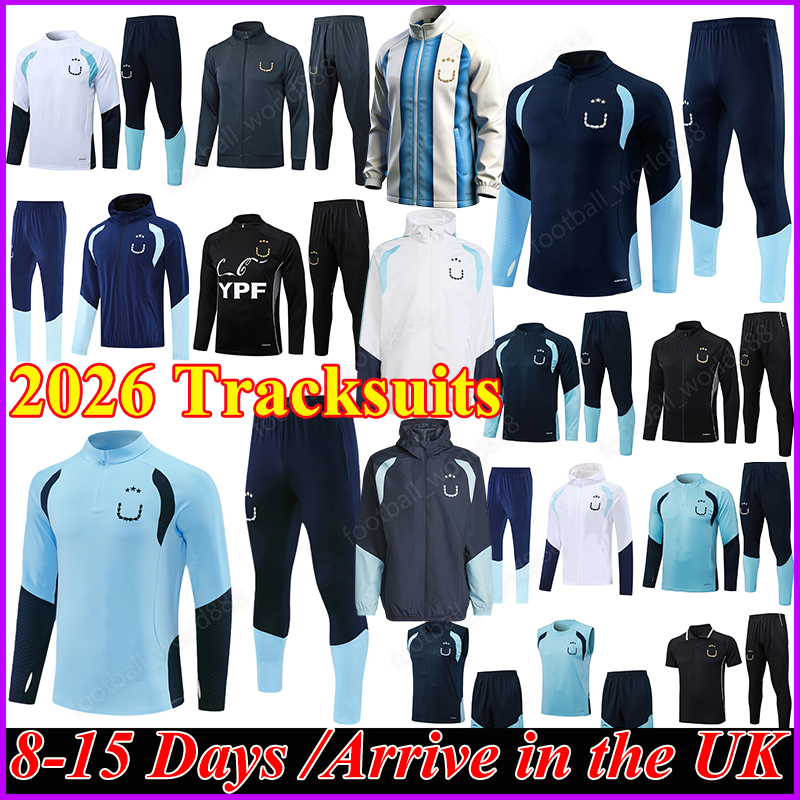 2026 Argentina National football team Tracksuits MESSI World Cup 25/26/27 Football Jerseys Windbreaker Coat Long Zipper Vest Wear Training Suit Men Adult Kids Kit Set