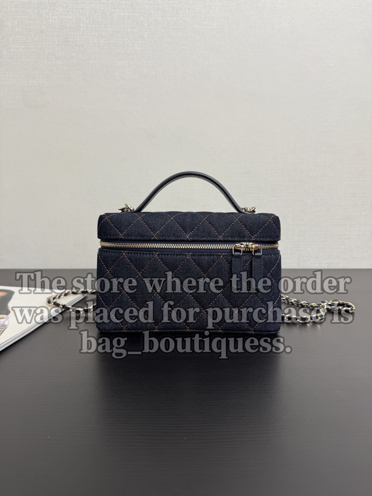 10A Mirror Quality designer makeup bag 19.5cm Quilted Handbag women Luxury Denim vanity bag shoulder bag Crossbody chain bag