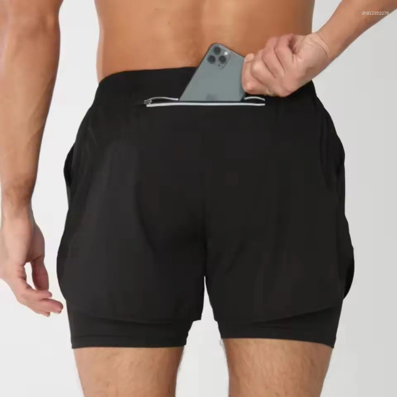 Men's Shorts Running Double-layer Quick-drying Fitness 2-in-1 Sports Workout Training Bodybuilding Male