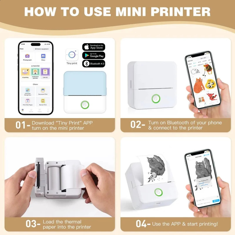 X6 mini HD printer portable sticker label Printer Bluetooth pocket thermal with paper for student note inkless printing 260121