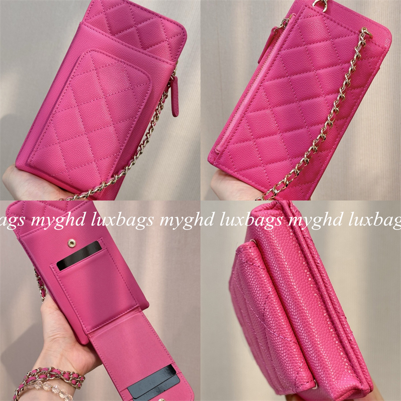 Women Crossbody Mini Chains Bags Top Quality Genuine Leather Cell Phone Pocket Cards Holder Wallets Purse
