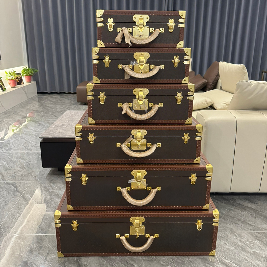 Designer Tower Box Stacking Container Jewelry Box Fashion Stacking Container Watch Box Valuable Items Stored Canvas Stained Genuine Leather