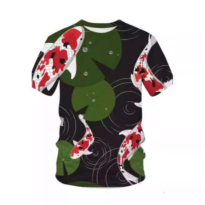 Men's T-Shirt Summer Printed Short Sleeve Harajuku Koi Style Hip Hop Animal Fashion Hot-Selling Round Neck fashion Loose Fit Daily Wear