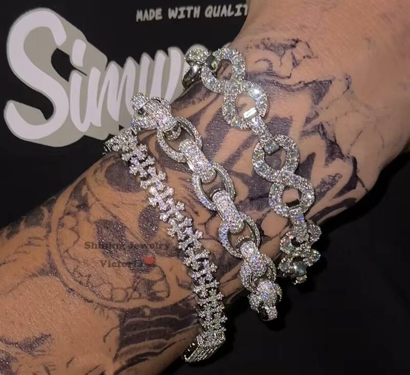 Stylish New Design Shining Jewelry Hot Sell Hip Hop Iced Out Chain 13MM Infinity Link Chain With VVS Moissanite Diamond