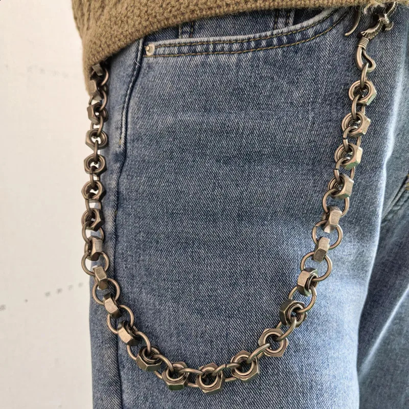 Mens Heavy Nut Motorcycle KeyChain Jean Biker Wallet Belts Chain Charm Leather Gothic Rock Pants Trousers Waist Key Mens 260206