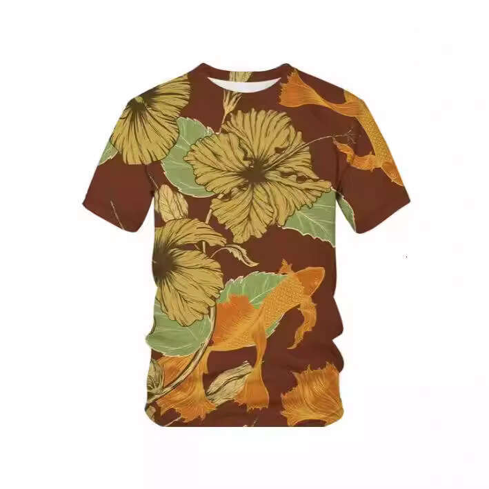 Men's T-Shirt Summer Printed Short Sleeve Harajuku Koi Style Hip Hop Animal Fashion Hot-Selling Round Neck fashion Loose Fit Daily Wear
