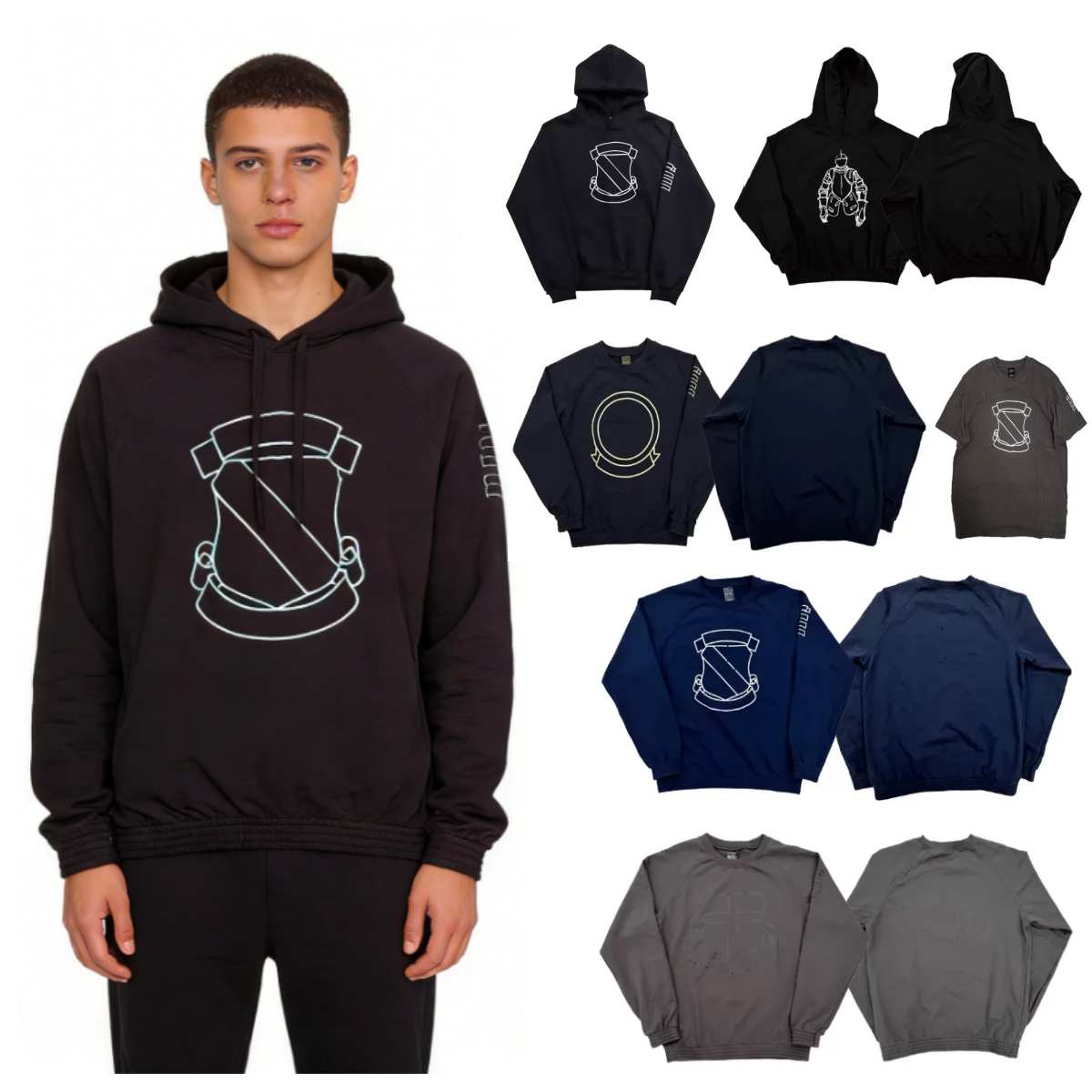 Men's Hoodies 2026 Number Nine Shield Ripped Hoodie Print Hooded WY1416 Shotgun Hoodie N9 Badge Printed Cotton Hooded Sweatshirt Wash To Age For Men