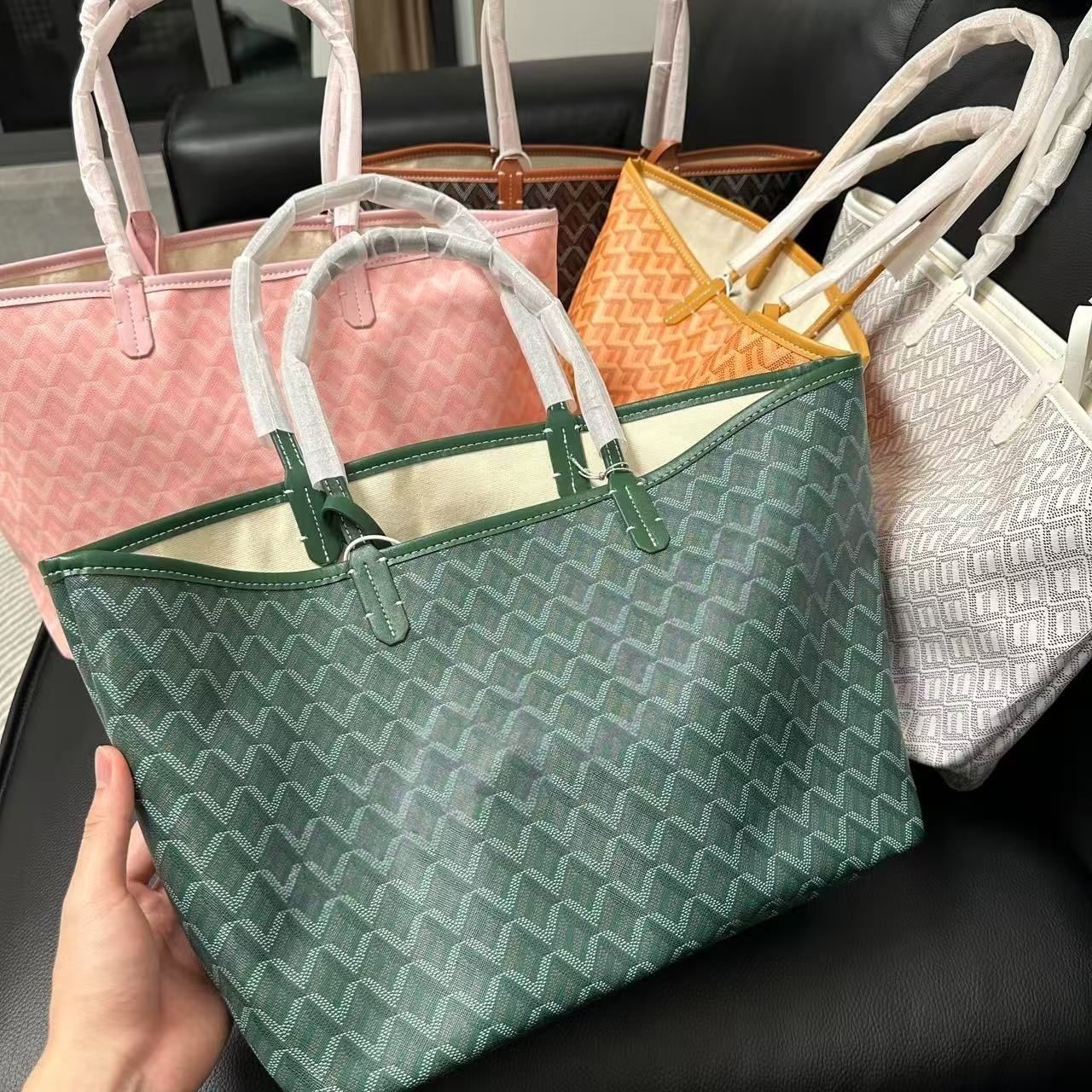 Top Quality Designer shopping bag green tote Beach summer Luxury Handbag Women Fashion Leather Shoulder High Capacity Composite 10A Bags Totes PM MM Calf Women