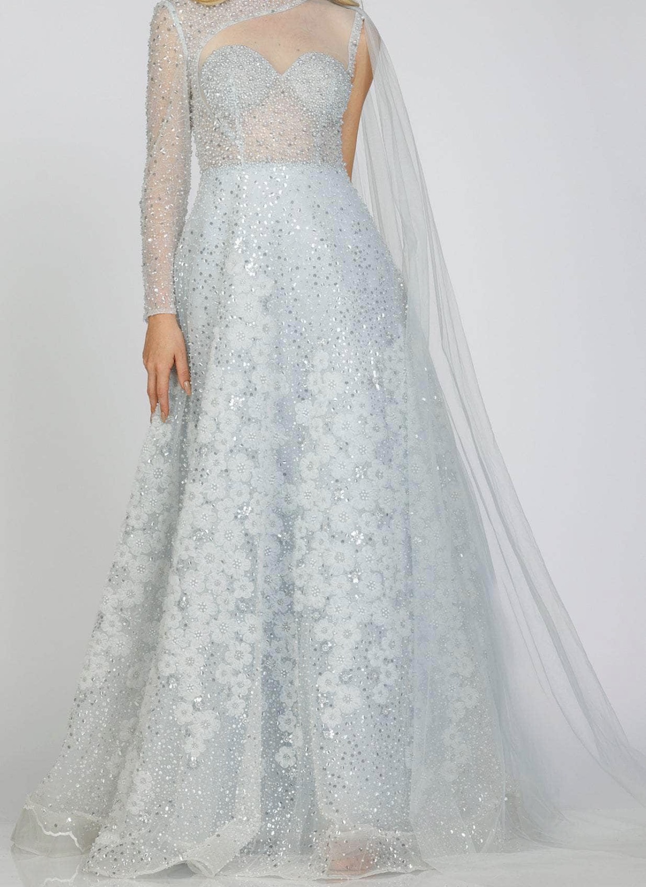 African Aso Ebi 2026 ivory A-line Wedding Dress Floral Lace Full Sleeves Beaded Vintage Bridal Gowns Dresses ZJ233w