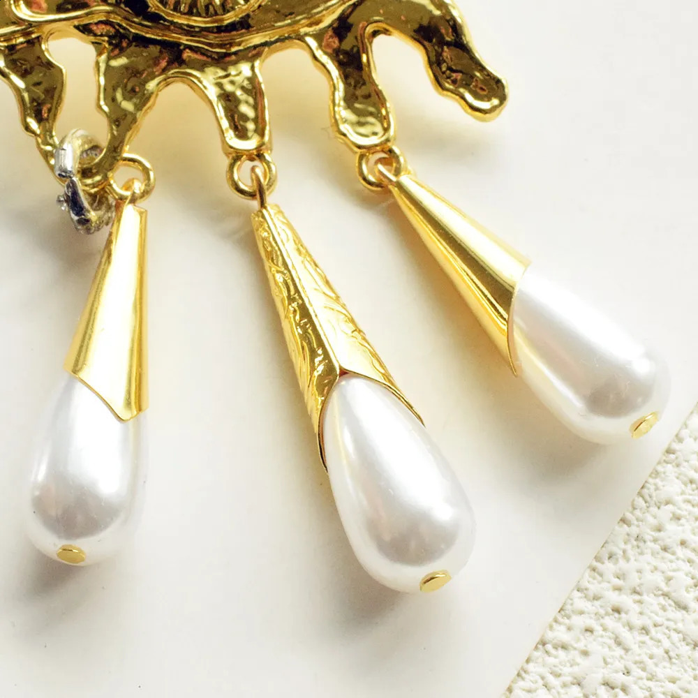 Vintage Metal Alloy Gold-Plated Eyes With Teardrop Dangle Earrings For Women Jewelry Fashion Show Statement Earrings Accessories 260120