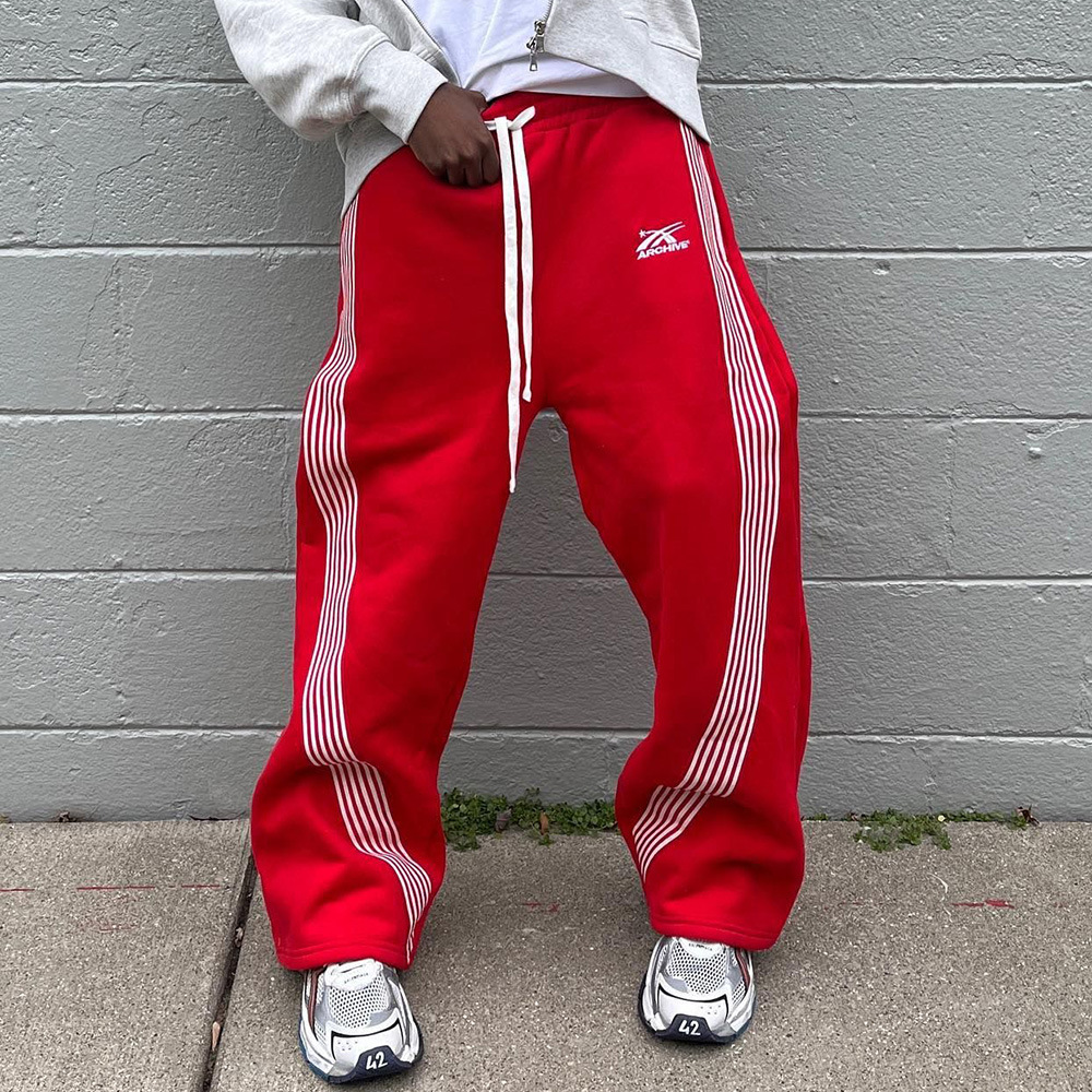 Men's Pants Casual Loose Straight Leg Pants Striped 2026 Summer Fashion Trend Street Hip-hop Jogging Men's Women's Sweatpants
