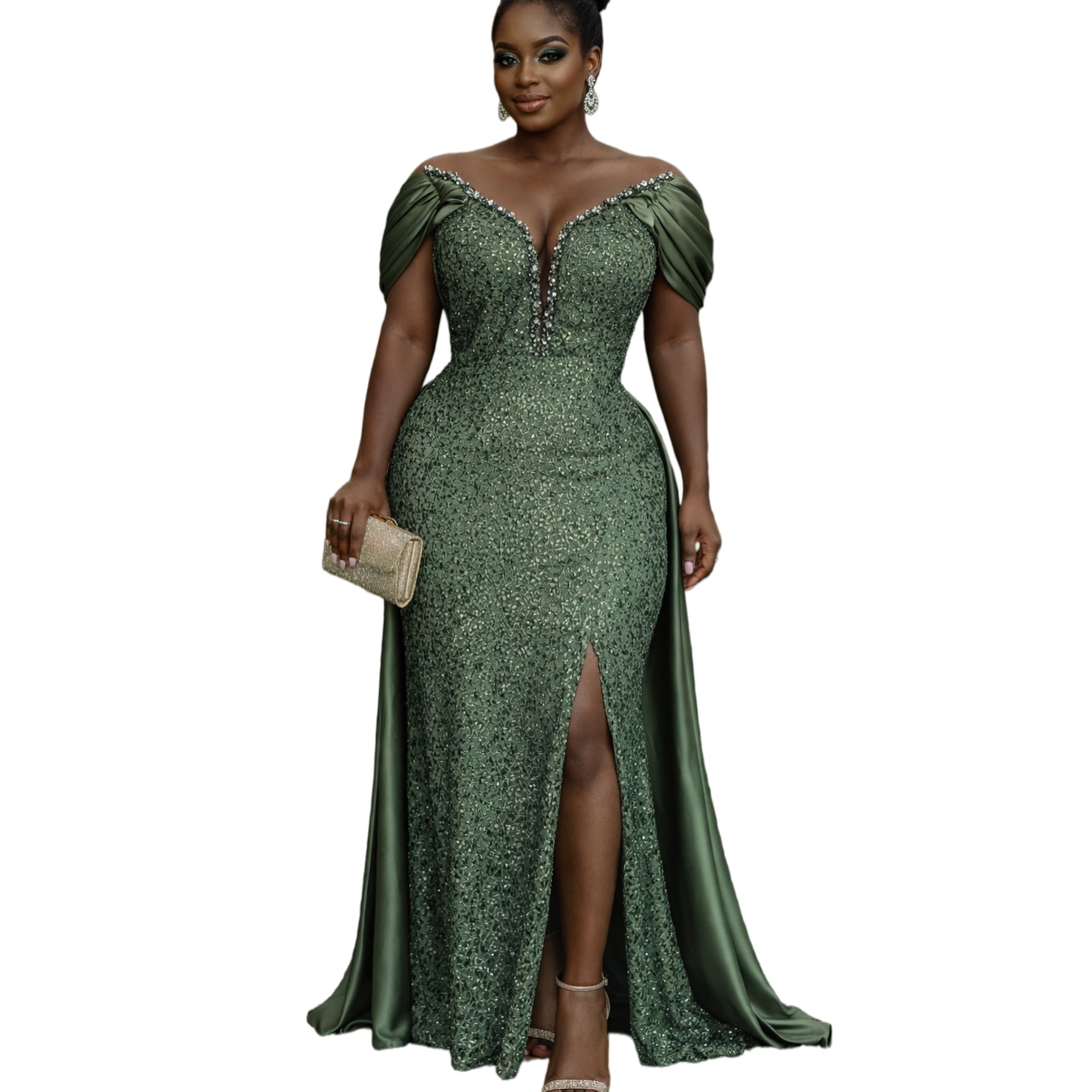 2026 Plus Size Emeral Green Mermaid Mother Of Bride Dresses Sequined Crystals Evening Party Mama's Dress Vintage 50's Birthday Wedding Guest