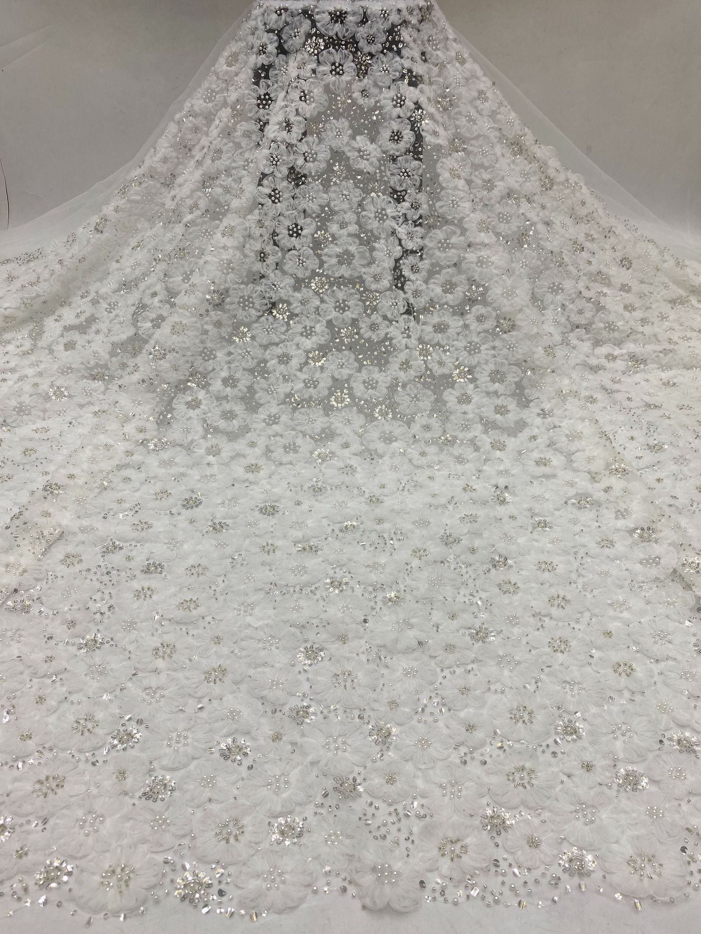 African Aso Ebi 2026 ivory A-line Wedding Dress Floral Lace Full Sleeves Beaded Vintage Bridal Gowns Dresses ZJ233w