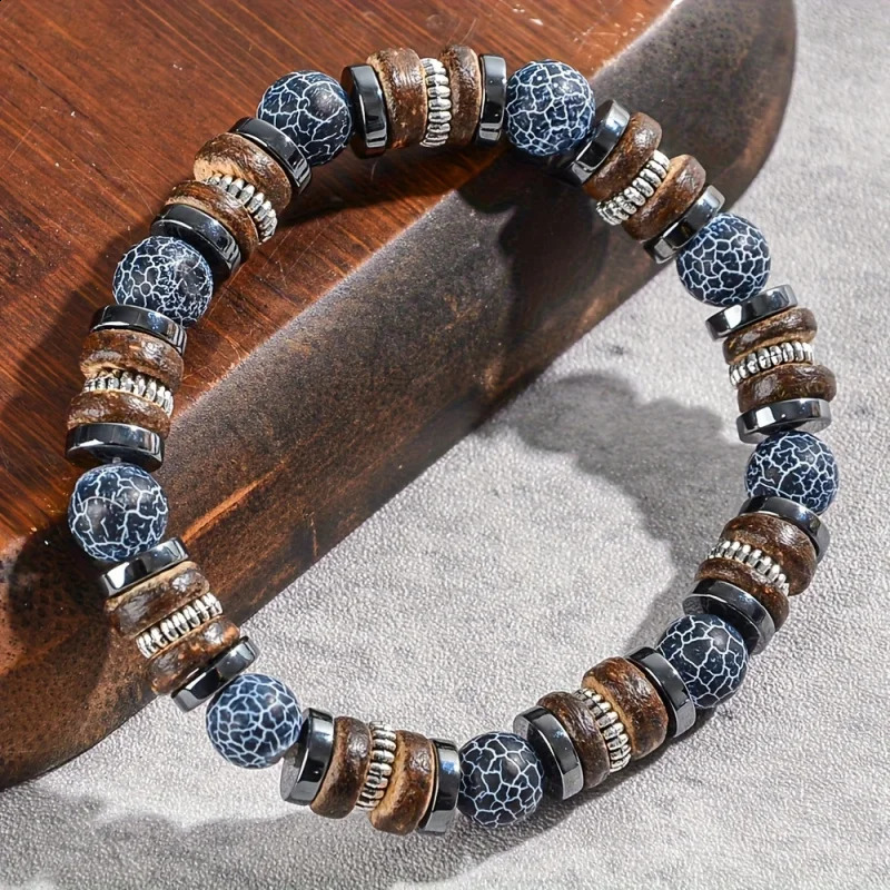 Mirror 1pc Fashion Natural Stone Bead Bracelet MenSelfSuitable Daily Wear and Giving Everyday Accessory Durable Bracelet 260128