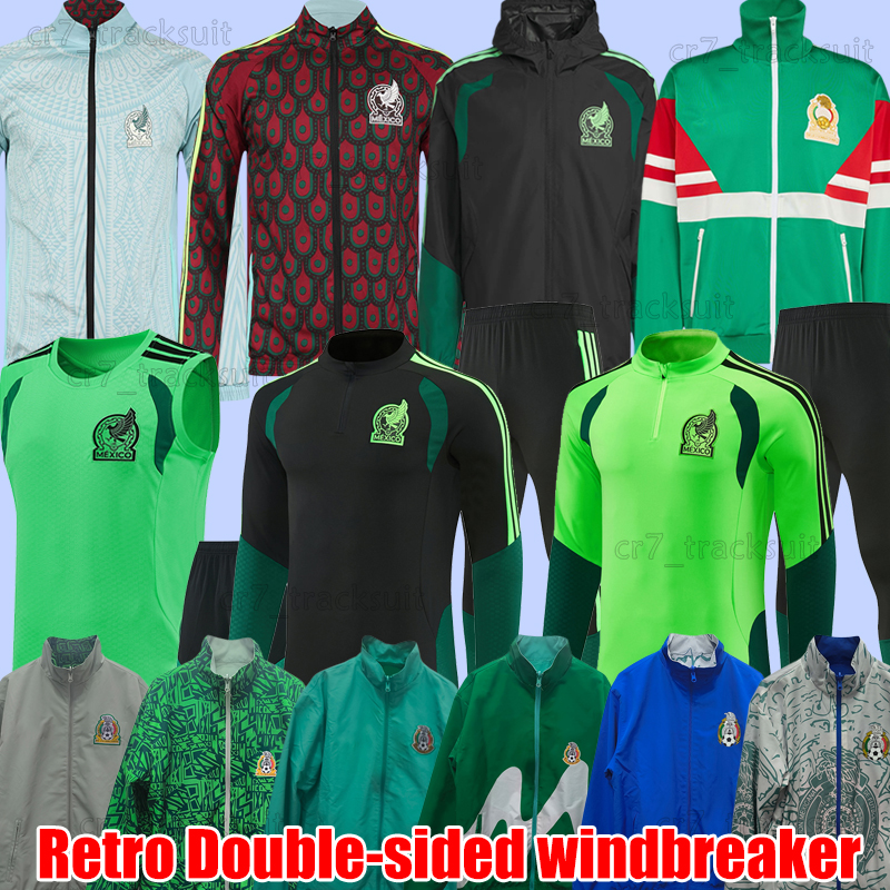 3XL 26 27 Mexico Soccer Set national football team fleece-lined Hooded sweatshirt Football Shirts 2026 2027 Windbreaker trench coat jacket Long Sleeves Tracksuits
