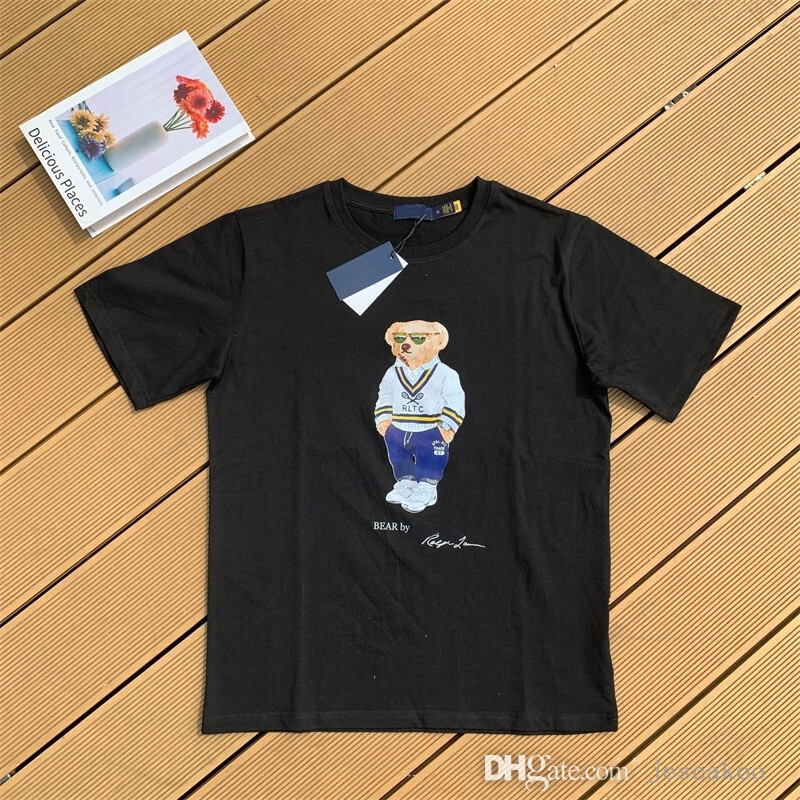 Mens Designer T Shirt Unisex Fashion T-Shirt Bear Printed Loose Tees Tops Couple Casual Short Sleeve Round Neck Tshirts