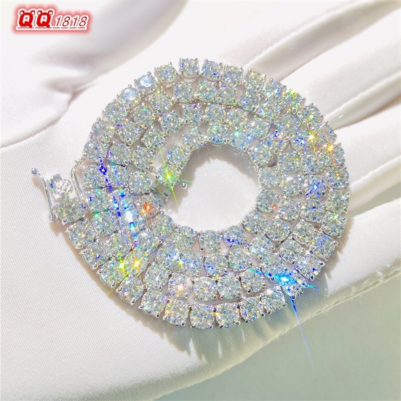 Holycome Silver Gold Custom Jewelry Hip Hop Bling VVS1 3MM 4MM 5MM 65MM Ice Out Diamond Moissanite Tennis Chain