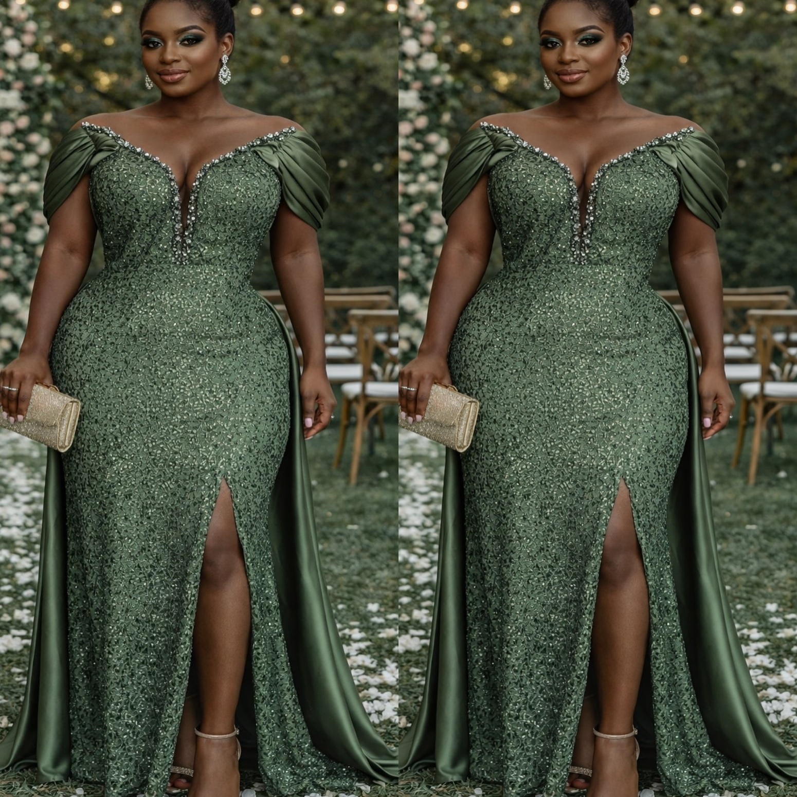 2026 Plus Size Emeral Green Mermaid Mother Of Bride Dresses Sequined Crystals Evening Party Mama's Dress Vintage 50's Birthday Wedding Guest