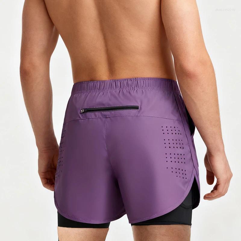 Men's Shorts Running Double-layer Quick-drying Fitness 2-in-1 Sports Workout Training Bodybuilding Male