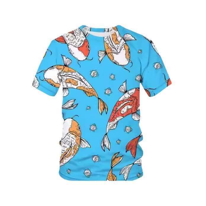 Men's T-Shirt Summer Printed Short Sleeve Harajuku Koi Style Hip Hop Animal Fashion Hot-Selling Round Neck fashion Loose Fit Daily Wear