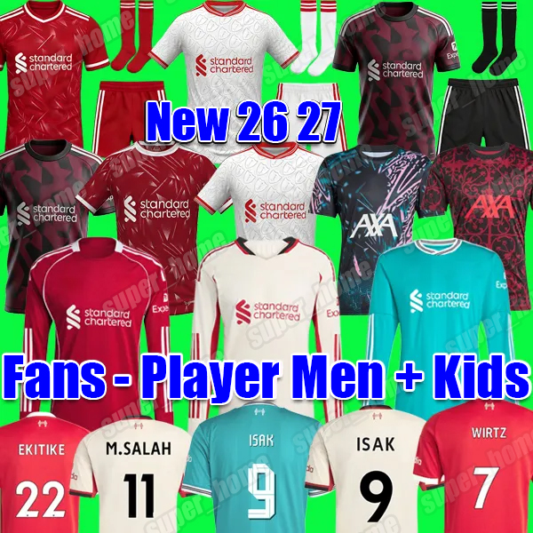 26 27 liverpool ISAK long sleeves Wirtz liverpool MAC ALLISTER soccers jersey football shirts SZOBOSZLAI A.BECKER men kids kits SALAH Kerkez Pre match Training top