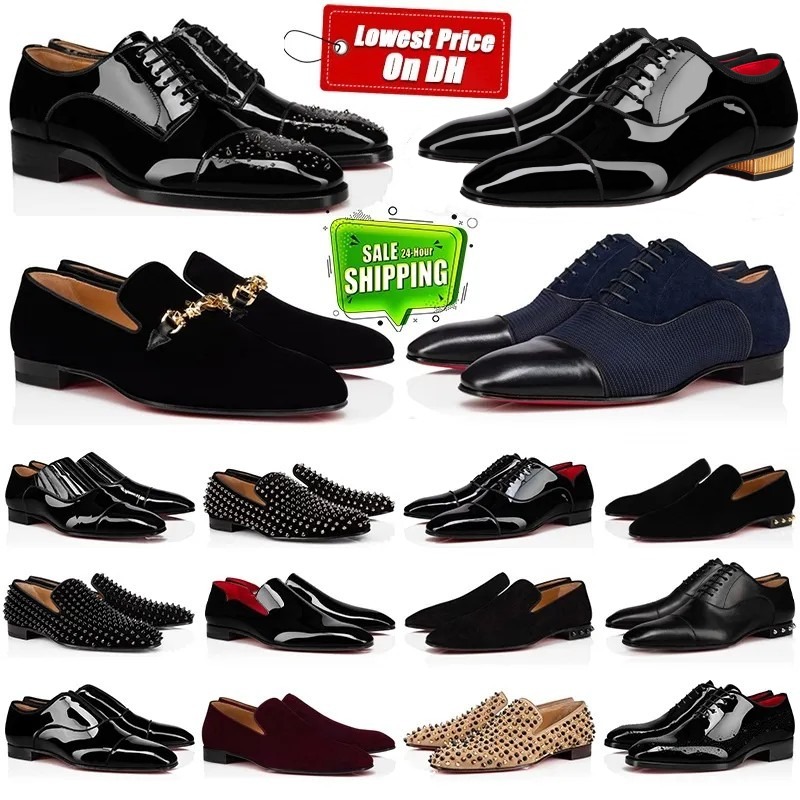 Luxury Designer Mens Dress Shoes Suede Loafers Sneakers Patent Leather Studded Slippers Mens Business Party Wedding Platoon Shoes