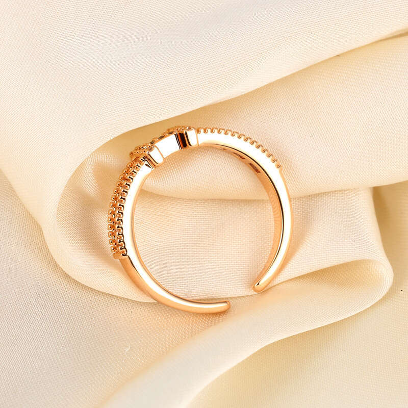 Ring Gold Plated Cubic Zirconia H Letter Open Adjustable Band Non Fading Light Luxury Niche for Daily Wear and Special Occasion Gift High Quality Text
