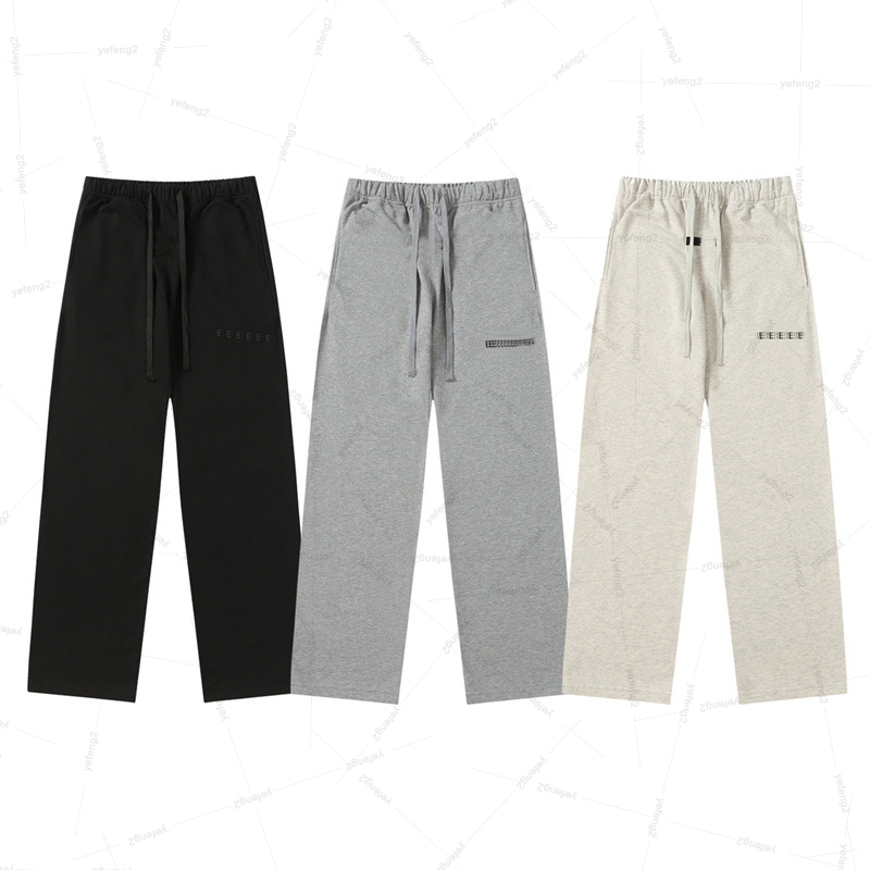 Mens sweatpants fleece pants 8 season classic double track high street loose baggy pants