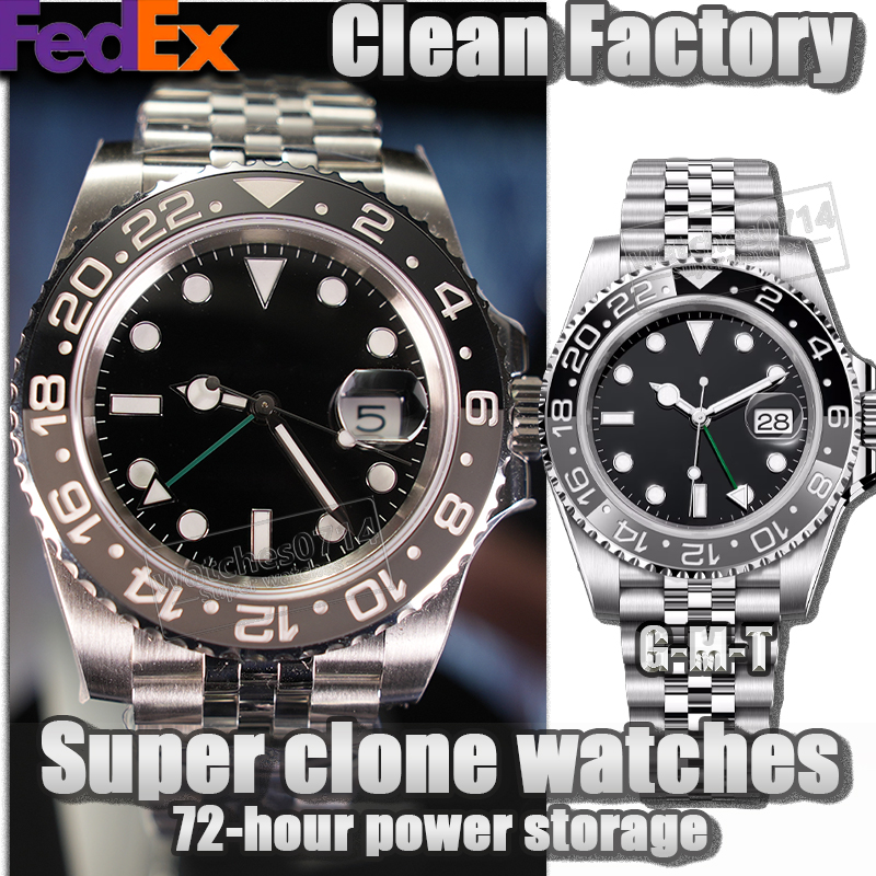 Mens Watch Designer Watches Men Super Watches Clean Factory 40MM GMT Cal.3285 Movement Mechanical Watch 904 Sapphire Waterproof Send Fedex 2025 New Box Bruce Wayne