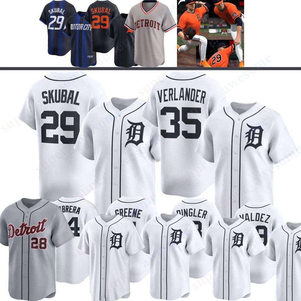 DetroitS Tigers Baseball Jersey Tarik Skubal Framber Valdez Justin Verlander Riley Greene Javier Baez Spencer Torkelson Dillon Dingler Miguel Cabrera Casey Mize