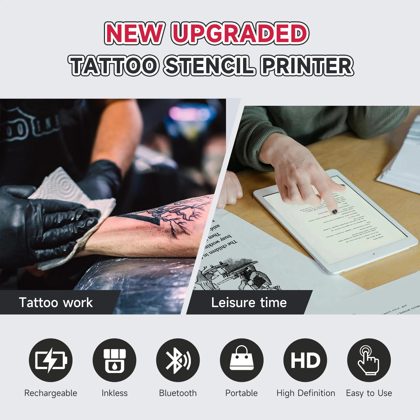 Portable A4 Thermal Printer PDF Office Family Print Inkless Bluetooth Tattoo Stencil Memo Wireless use SmartPhone 260121 - view 3