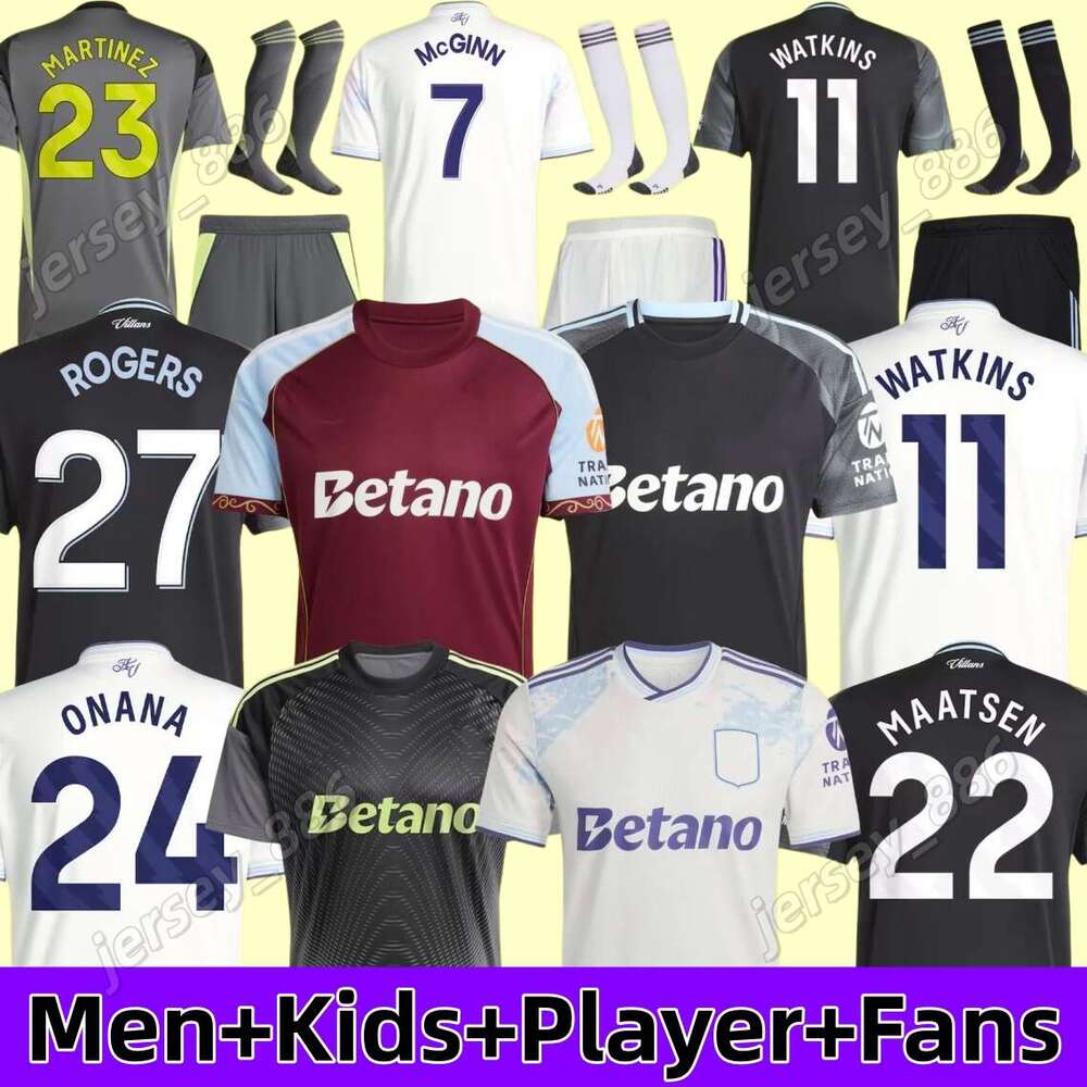 25 26 Aston goalkeeper BAILEY MALEN soccer jersey home away third villa 2025 2026 McGINN ONANA WATKINS KONSA MARTINEZ Men kids kit football Mens top