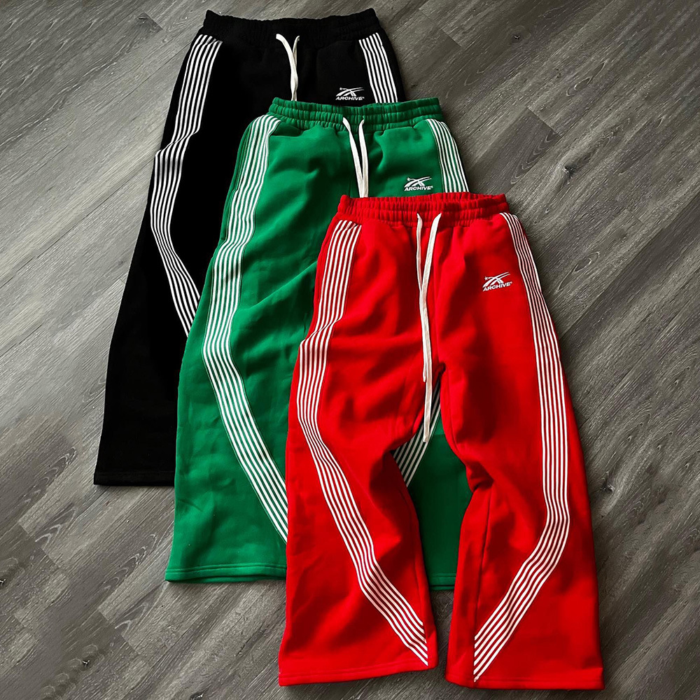 Men's Pants Casual Loose Straight Leg Pants Striped 2026 Summer Fashion Trend Street Hip-hop Jogging Men's Women's Sweatpants