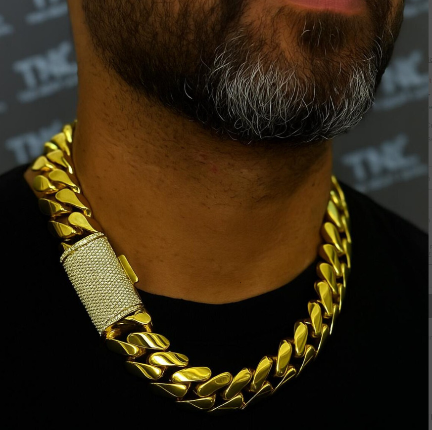 Hip Hop Jewelry 18k Rose Gold Plated Big Chain 20mm Miami Cuban Link Chain Bracelet S925 Cuban Men Moissanite Clasp