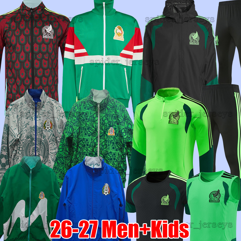 3XL 26 27 Mexico Soccer Sets Jacket 2026 Long sleeve Half-sleeve hoodie Tracksuits Football Shirts Trench coat Windbreaker Jacket Turtleneck sweater Men Jerseys