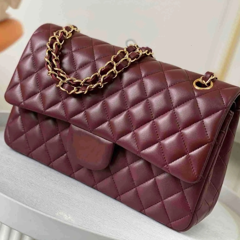 lady bag CF Medium Double Classic Flap Bag Real Leather Caviar Lambskin Purse Handbag Shoulder Chain flap Turn Lock Crossbody 3 Size 23cm 25cm 30cm