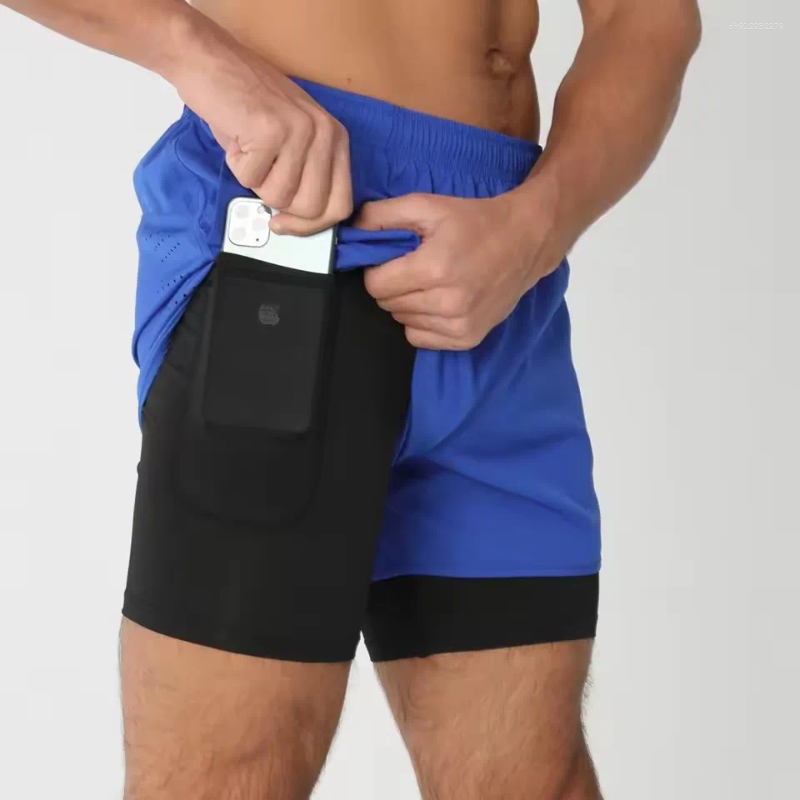 Men's Shorts Running Double-layer Quick-drying Fitness 2-in-1 Sports Workout Training Bodybuilding Male