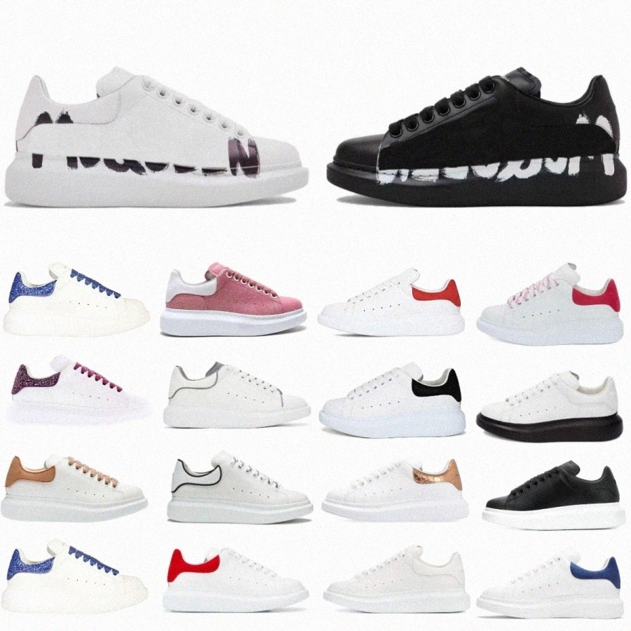 Men Women Casual shoes alExAndeR mqUeEEn Sneakers Black White Veet Suede Platform Trainer Size 36-45 n5Xa#