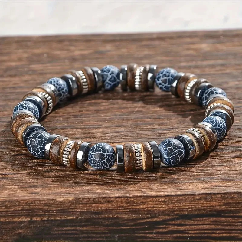 Mirror 1pc Fashion Natural Stone Bead Bracelet MenSelfSuitable Daily Wear and Giving Everyday Accessory Durable Bracelet 260128